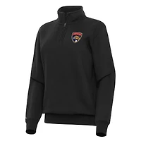 Women's Antigua Black Florida Panthers Victory Quarter-Zip Sweatshirt