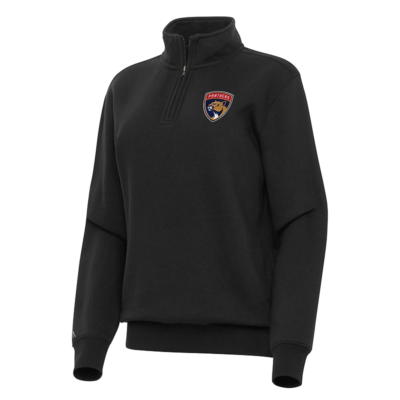 Women's Antigua Black Florida Panthers Victory Quarter-Zip Sweatshirt