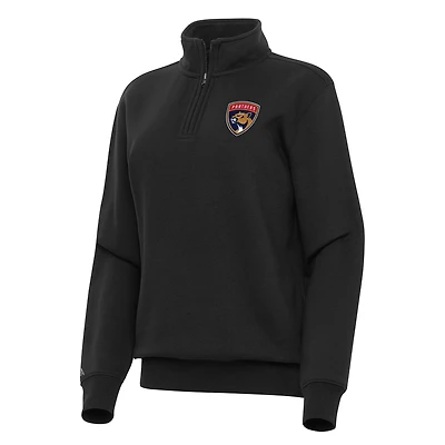 Women's Antigua Black Florida Panthers Victory Quarter-Zip Sweatshirt