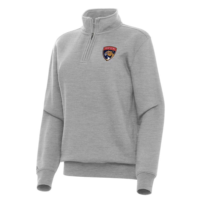 Women's Antigua Heather Gray Florida Panthers Victory Quarter-Zip Sweatshirt