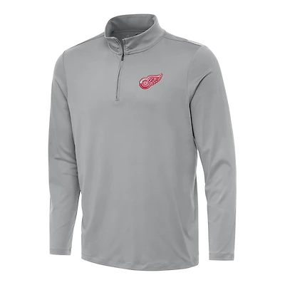 Men's Antigua Gray Detroit Red Wings Reprocess Quarter-Zip Top
