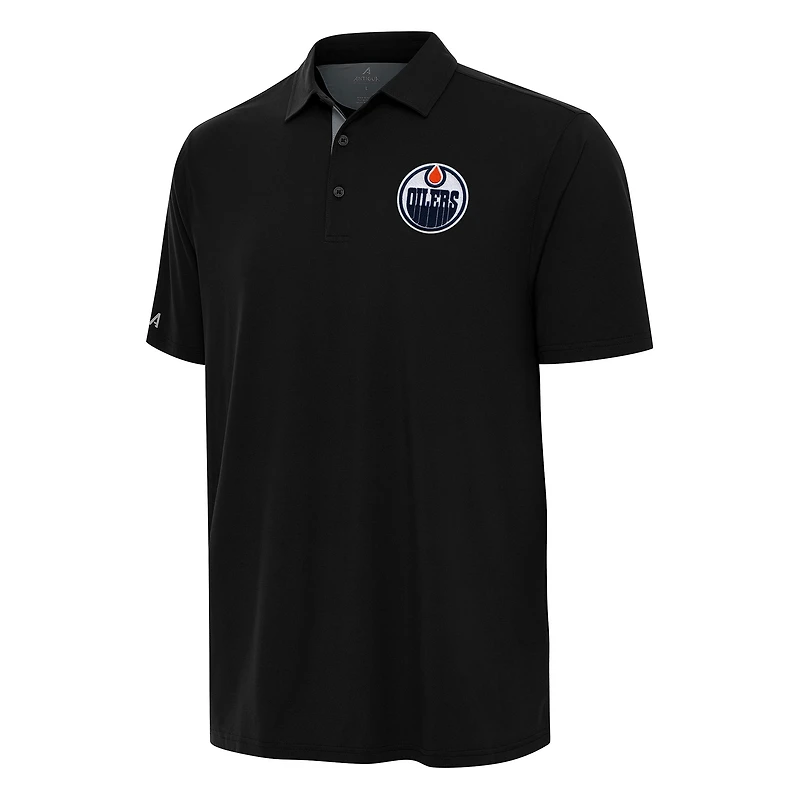 Men's Antigua Black Edmonton Oilers Era Polo
