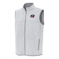 Men's Antigua Heather Gray Columbus Blue Jackets Fortune Full-Zip Vest
