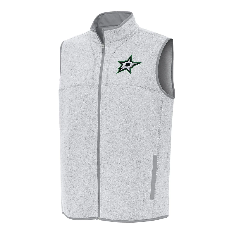 Men's Antigua Heather Gray Dallas Stars Fortune Full-Zip Vest