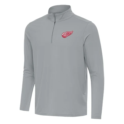 Men's Antigua Gray Detroit Red Wings Intent Quarter-Zip Top