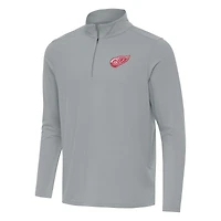 Men's Antigua Gray Detroit Red Wings Intent Quarter-Zip Top