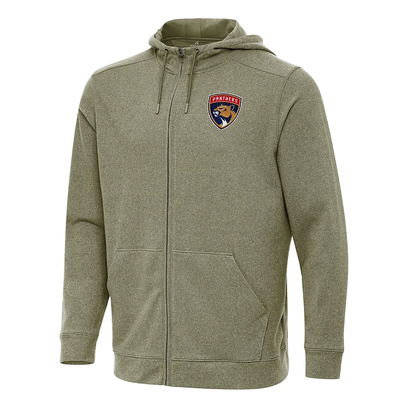 Men's Antigua Olive Florida Panthers Effortless Full-Zip Hoodie Jacket