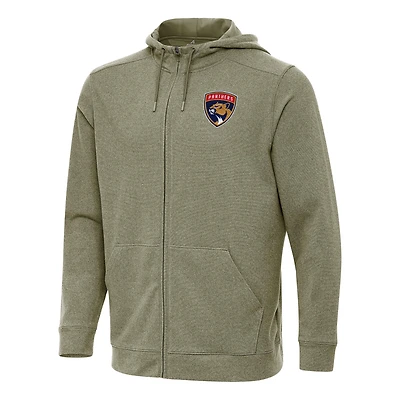 Men's Antigua Olive Florida Panthers Effortless Full-Zip Hoodie Jacket