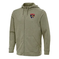 Men's Antigua Olive Florida Panthers Effortless Full-Zip Hoodie Jacket