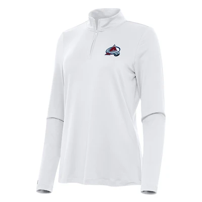Women's Antigua White Colorado Avalanche Reprocess Quarter-Zip Top