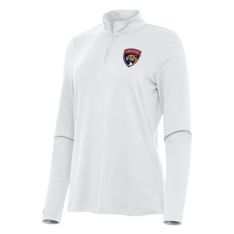 Women's Antigua White Florida Panthers Reprocess Quarter-Zip Top