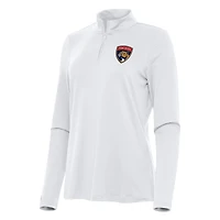 Women's Antigua White Florida Panthers Reprocess Quarter-Zip Top