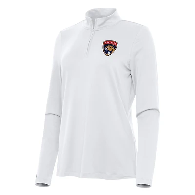 Women's Antigua White Florida Panthers Reprocess Quarter-Zip Top