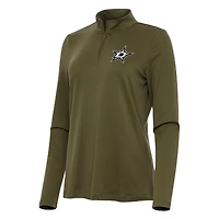 Women's Antigua Olive Dallas Stars Reprocess Quarter-Zip Top