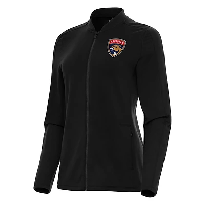 Women's Antigua Black Florida Panthers Continual Full-Zip Jacket