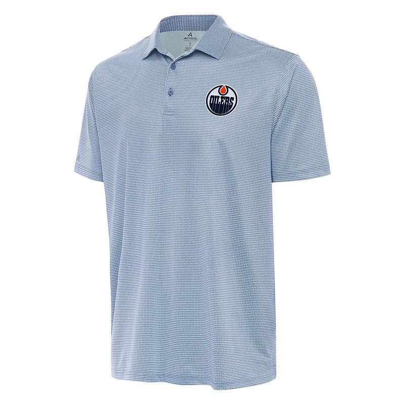 Men's Antigua Heather Aqua/White Edmonton Oilers Rings Polo