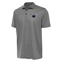 Men's Antigua Black/White Edmonton Oilers Rings Polo