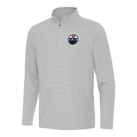 Men's Antigua  Gray Edmonton Oilers Twine Quarter-Zip Top
