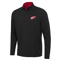 Men's Antigua Black/Red Detroit Red Wings Content Quarter-Zip Pullover Top