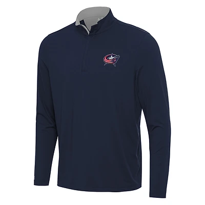 Men's Antigua Navy/ Columbus Blue Jackets Content Quarter-Zip Pullover Top