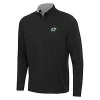 Men's Antigua Black/Gray Dallas Stars Content Quarter-Zip Pullover Top