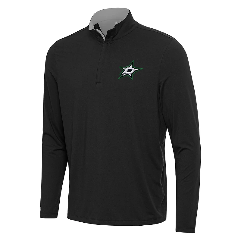 Men's Antigua Black/Gray Dallas Stars Content Quarter-Zip Pullover Top