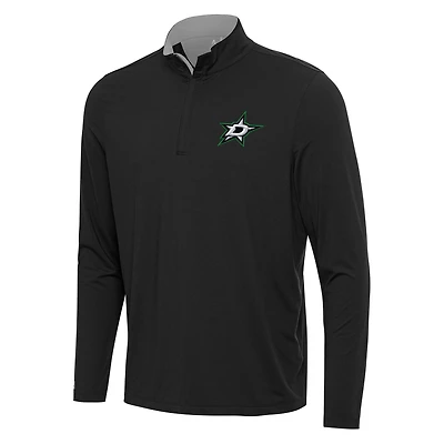 Men's Antigua Black/Gray Dallas Stars Content Quarter-Zip Pullover Top