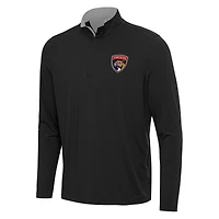 Men's Antigua Black/Gray Florida Panthers Content Quarter-Zip Pullover Top