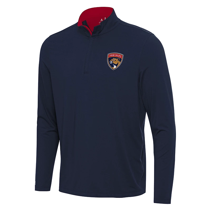 Men's Antigua Navy/Red Florida Panthers Content Quarter-Zip Pullover Top