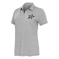 Women's  Antigua Heather Gray Dallas Stars Layout V-Neck Polo
