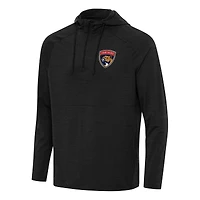 Men's Antigua Heather Black Florida Panthers Spikes Quarter-Zip Hoodie