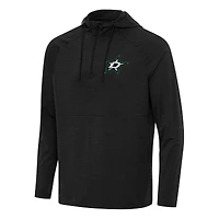 Men's Antigua Heather Black Dallas Stars Spikes Quarter-Zip Hoodie