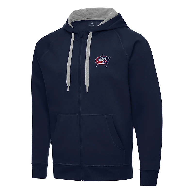 Men's Antigua Navy Columbus Blue Jackets Big & Tall Victory Full-Zip Hoodie