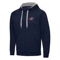 Men's Antigua Navy Columbus Blue Jackets Big & Tall Victory Full-Zip Hoodie