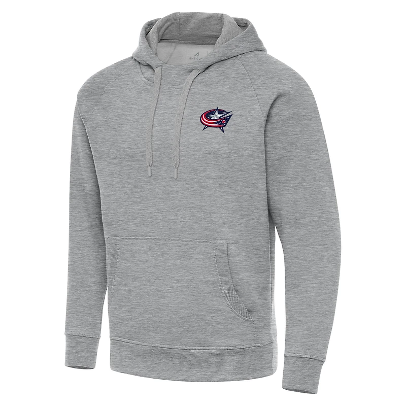 Men's Antigua Heather Gray Columbus Blue Jackets Big & Tall Victory Pullover Hoodie