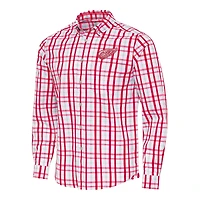 Men's Antigua  Red/Gray Detroit Red Wings Tending 2 Button-Down Long Sleeve Shirt