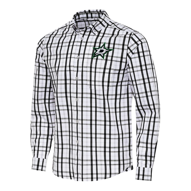 Men's Antigua  Black/Gray Dallas Stars Tending 2 Button-Down Long Sleeve Shirt