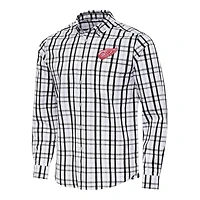 Men's Antigua  Black/Gray Detroit Red Wings Tending 2 Button-Down Long Sleeve Shirt