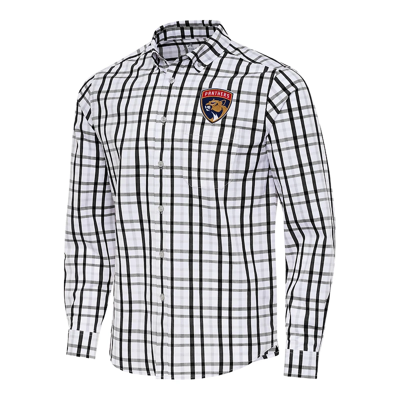 Men's Antigua /Gray Florida Panthers Tending 2 Button-Down Long Sleeve Shirt