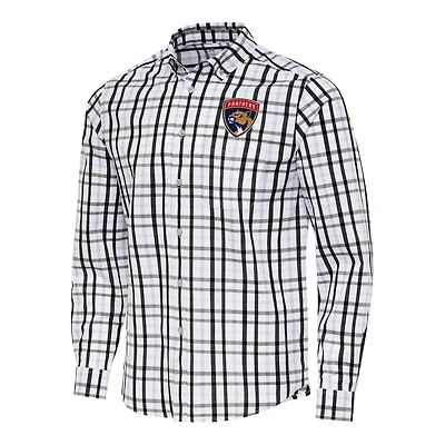 Men's Antigua /Gray Florida Panthers Tending 2 Button-Down Long Sleeve Shirt