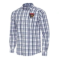 Men's Antigua  Navy/Gray Florida Panthers Tending 2 Button-Down Long Sleeve Shirt