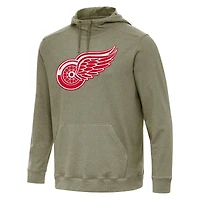 Men's Antigua Olive Detroit Red Wings Cloud Pullover Hoodie