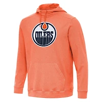 Men's Antigua Heather Orange Edmonton Oilers Cloud Pullover Hoodie