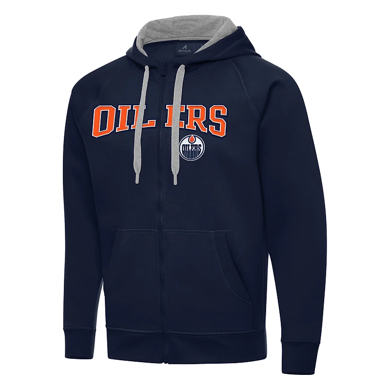 Men's Antigua Navy Edmonton Oilers Big & Tall Victory Full-Zip Hoodie