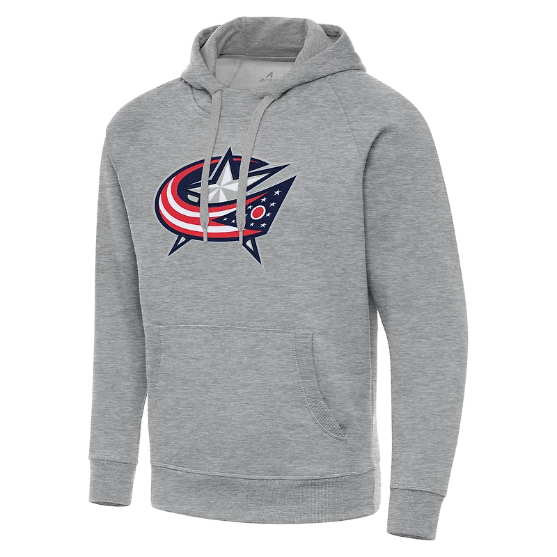 Men's Antigua Heather Gray Columbus Blue Jackets Big & Tall Victory Pullover Hoodie