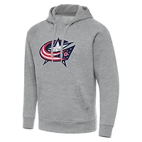 Men's Antigua Heather Gray Columbus Blue Jackets Big & Tall Victory Pullover Hoodie