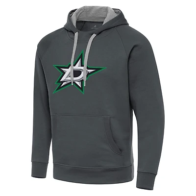 Men's Antigua Charcoal Dallas Stars Big & Tall Victory Pullover Hoodie