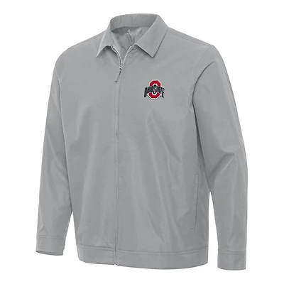 Men's Antigua Gray Ohio State Buckeyes Pivot Full-Zip Jacket