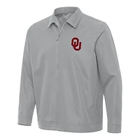 Men's Antigua  Gray Oklahoma Sooners Pivot Full-Zip Jacket