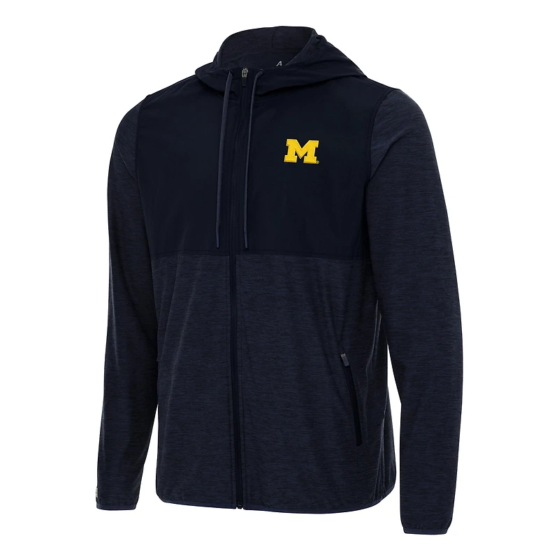 Men's Antigua Navy Michigan Wolverines Sway Full-Zip Hoodie